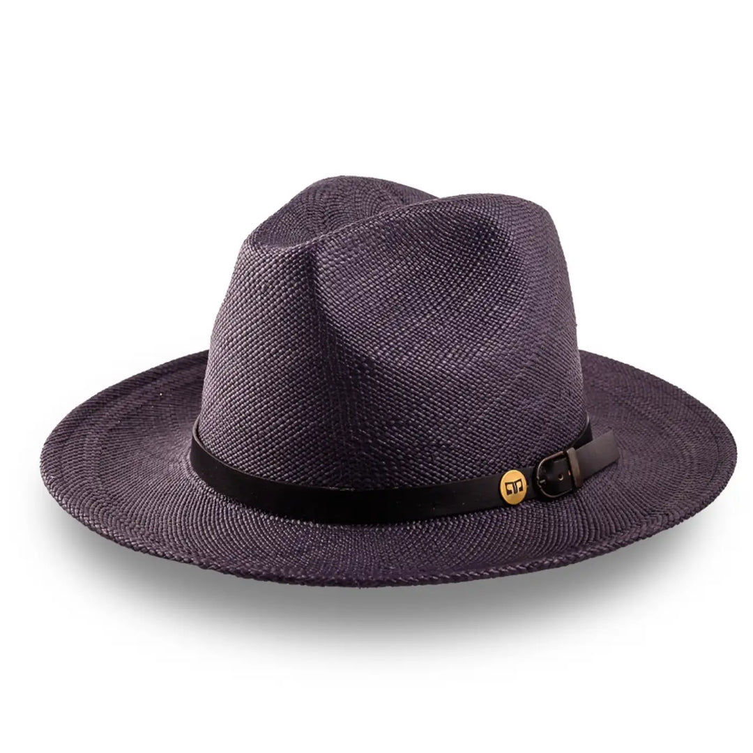 cappello di panama a tesa media da sole da uomo foto con vista inclinata color blu primario nesti