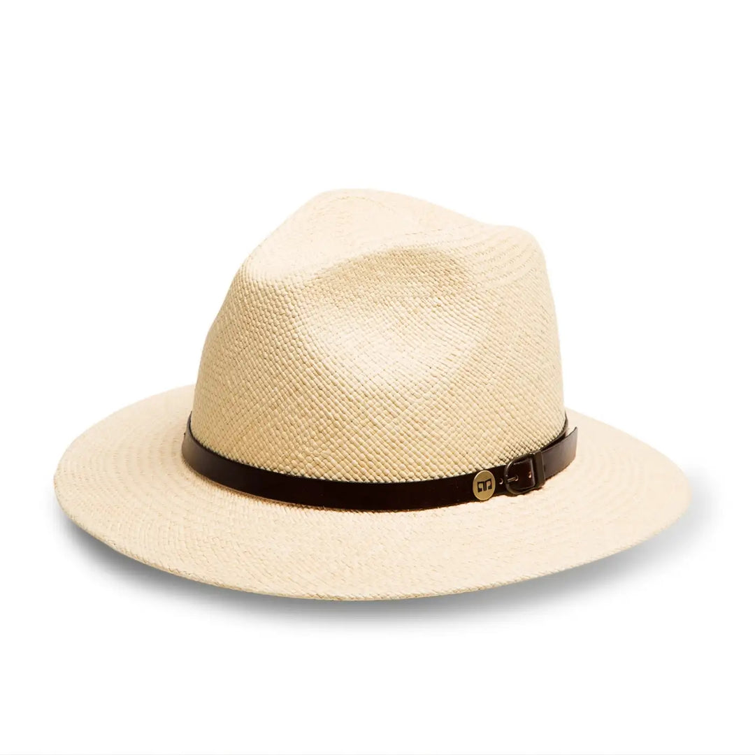 cappello di panama a tesa media da sole da uomo foto con vista inclinata color naturale primario nesti