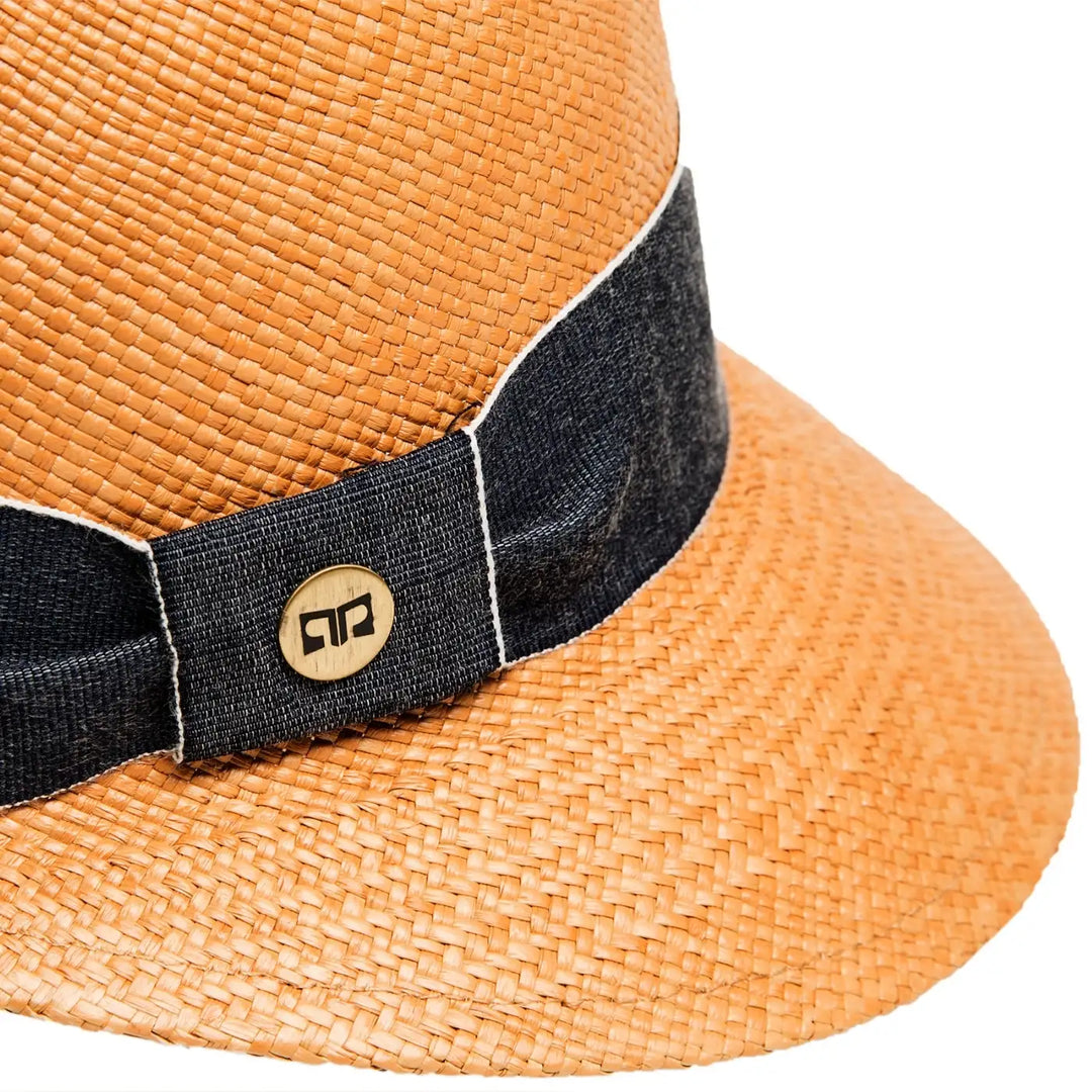 cappello di panama con visiera corta da donna foto con vista dettaglio ravvicinato color avana primario nesti