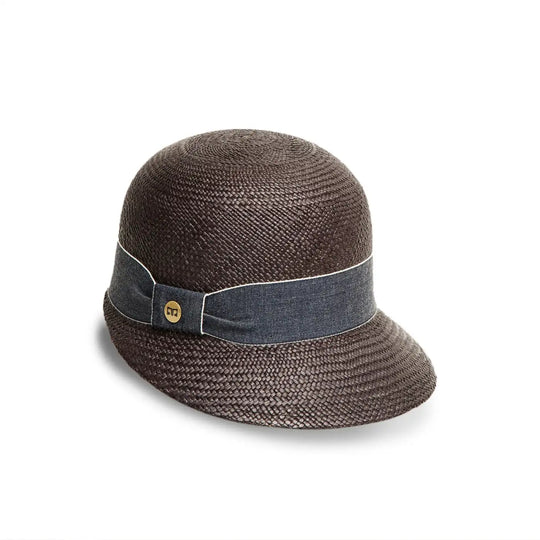 cappello di panama con visiera corta da donna foto con vista inclinata color nero primario nesti