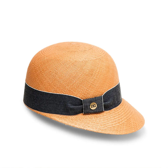 cappello di panama con visiera corta da donna foto con vista laterale color avana primario nesti