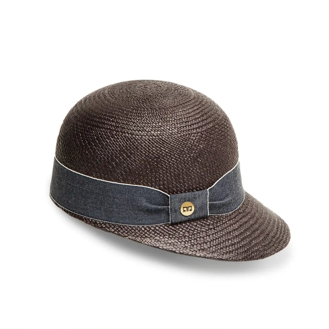 cappello di panama con visiera corta da donna foto con vista laterale color nero primario nesti