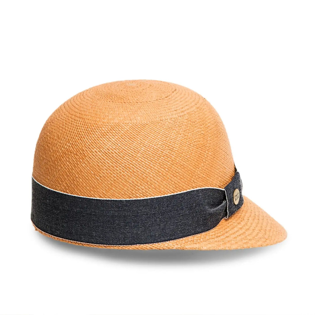 cappello di panama con visiera corta da donna foto con vista posteriore color avana primario nesti