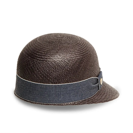 cappello di panama con visiera corta da donna foto con vista posteriore color nero primario nesti