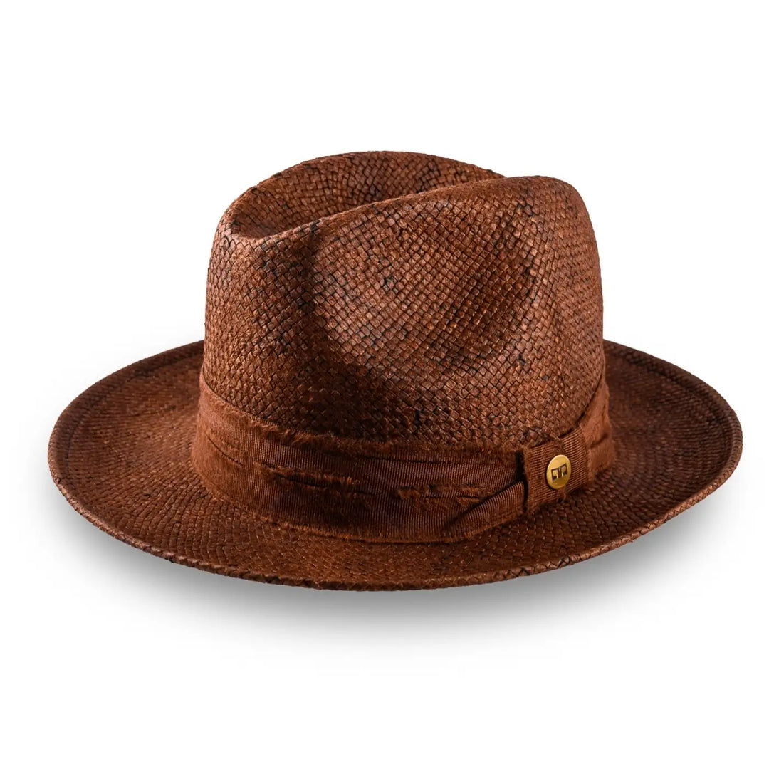 cappello trilby a tesa media stonewashed da uomo foto con vista inclinata color marrone primario nesti