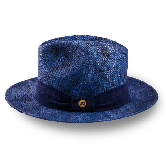 cappello trilby a tesa media stonewashed da uomo foto con vista laterale color jeans primario nesti