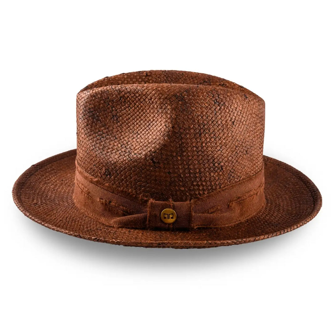 cappello trilby a tesa media stonewashed da uomo foto con vista laterale color marrone primario nesti