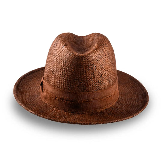 cappello trilby a tesa media stonewashed da uomo foto con vista posteriore color marrone primario nesti