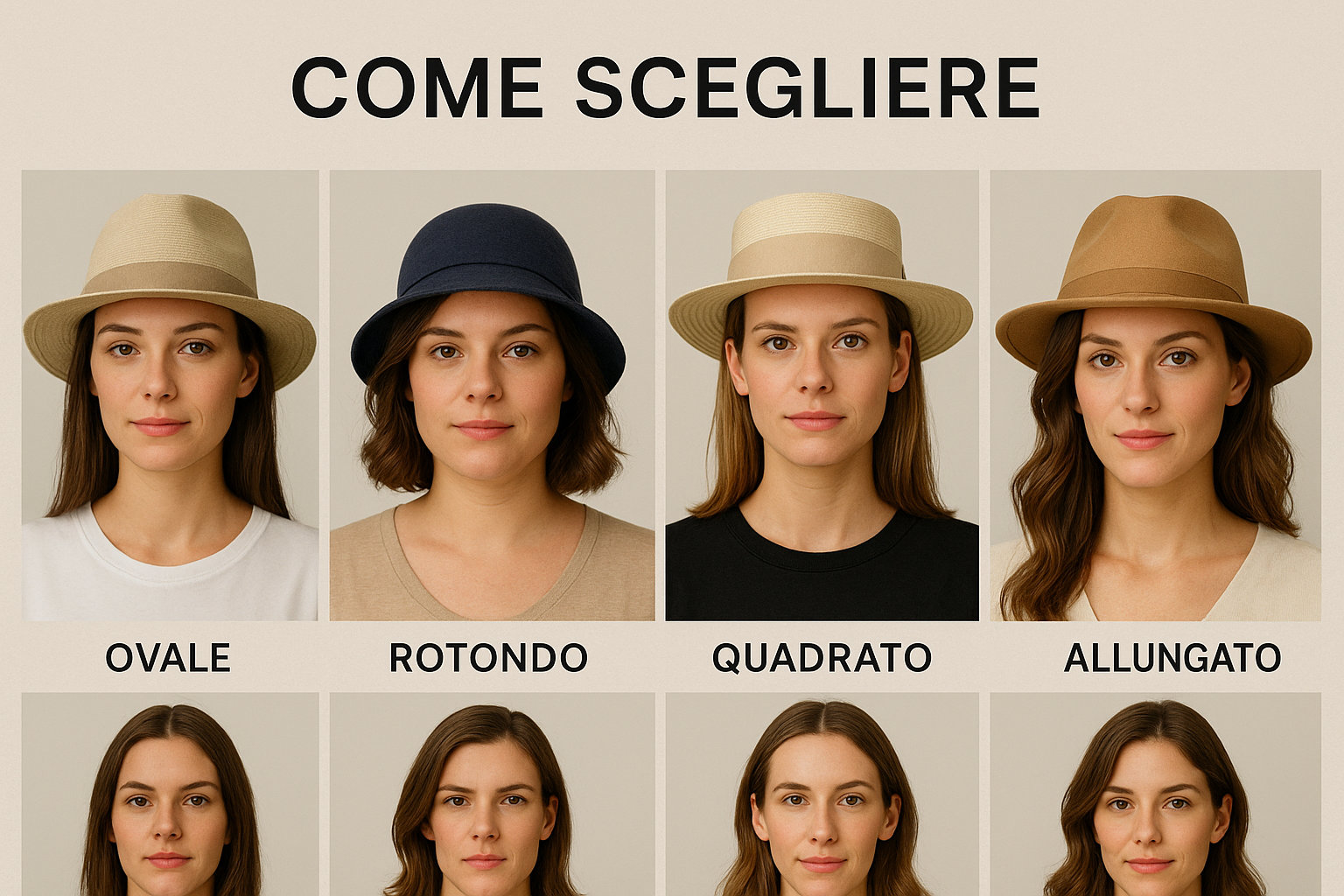 Guida scelta cappello estivo donna forme viso diverse consigli