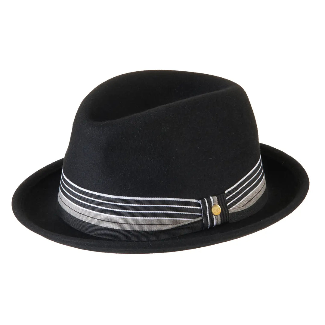 Cappello Lobbia Homburg in Feltro Raso di Lapin con Fodera