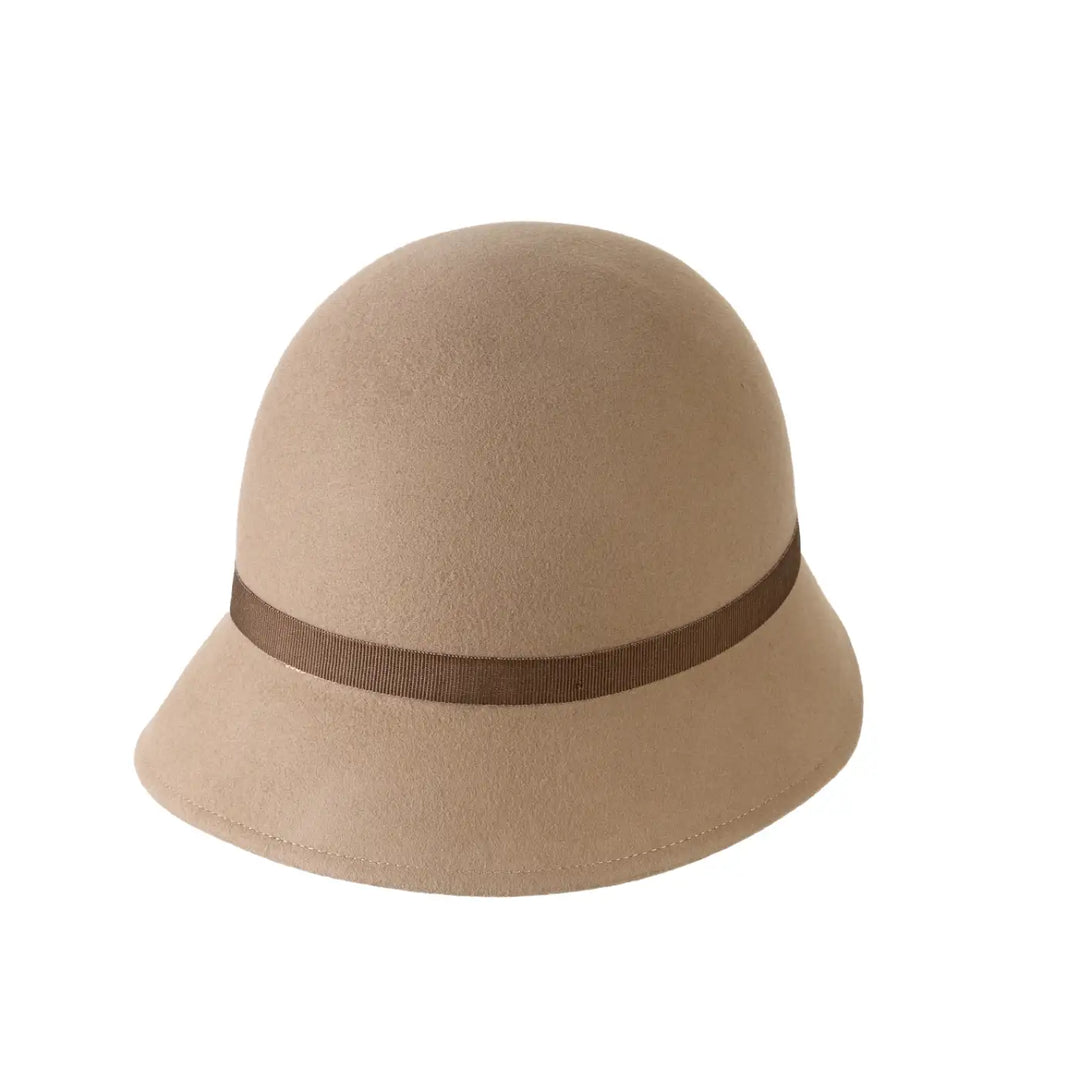 cappello a cloche signorile a tesa media in lana merinos da donna color beige intenso foto con vista inclinata destra 1 primario nesti