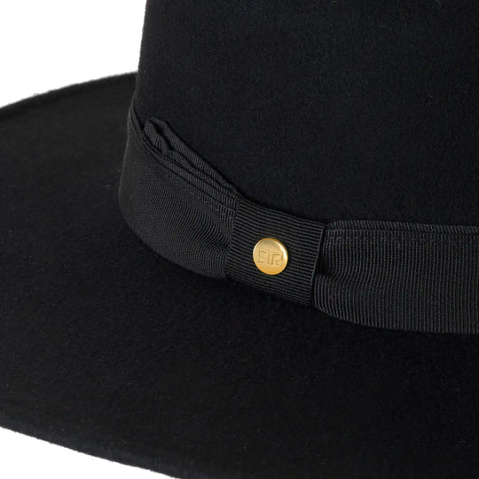 cappello canotto a tesa larga piatta in lana merinos da donna color nero intenso foto con vista dettaglio ravvicinato 1 primario nesti