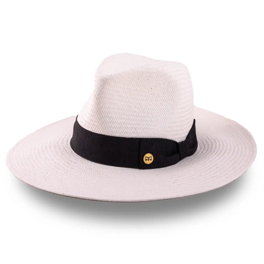 cappello da sole a tesa larga estivo da uomo foto con vista inclinata color bianco primario nesti