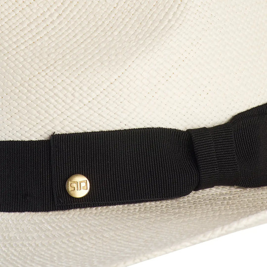 cappello di panama in stile fedora da uomo foto con vista dettaglio ravvicinato color bianco primario nesti
