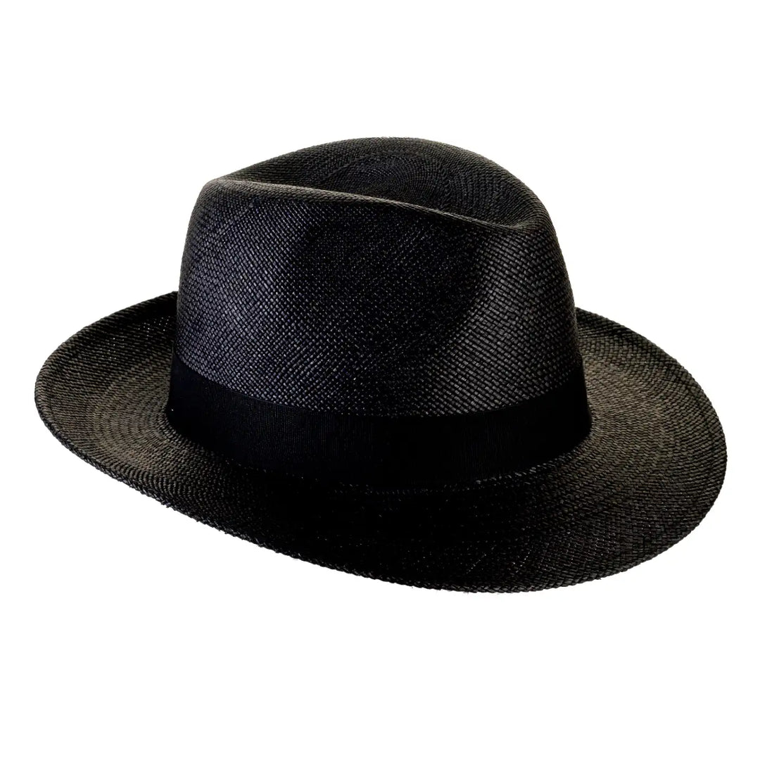 cappello di panama in stile fedora da uomo foto con vista inclinata a destra color nero primario nesti