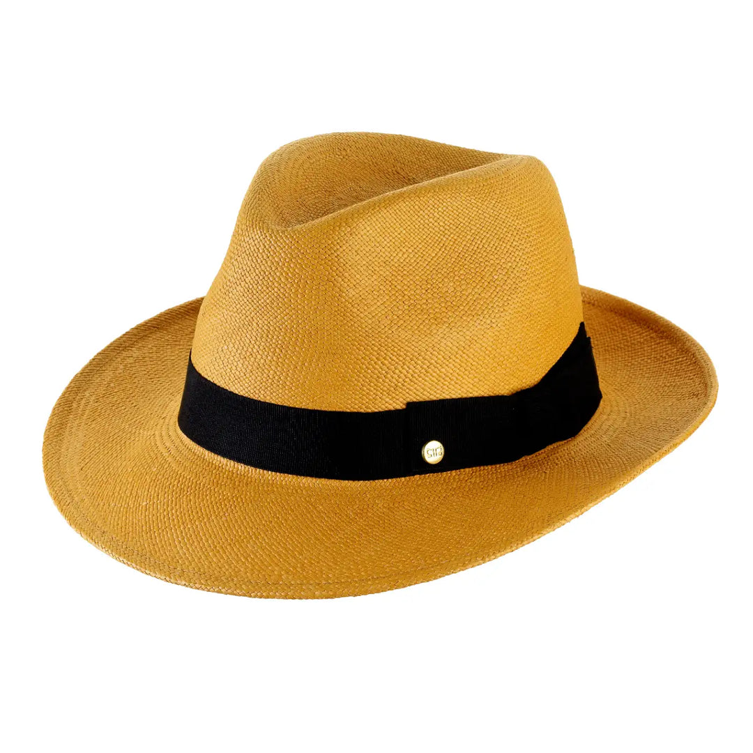 cappello di panama in stile fedora da uomo foto con vista inclinata color avana primario nesti