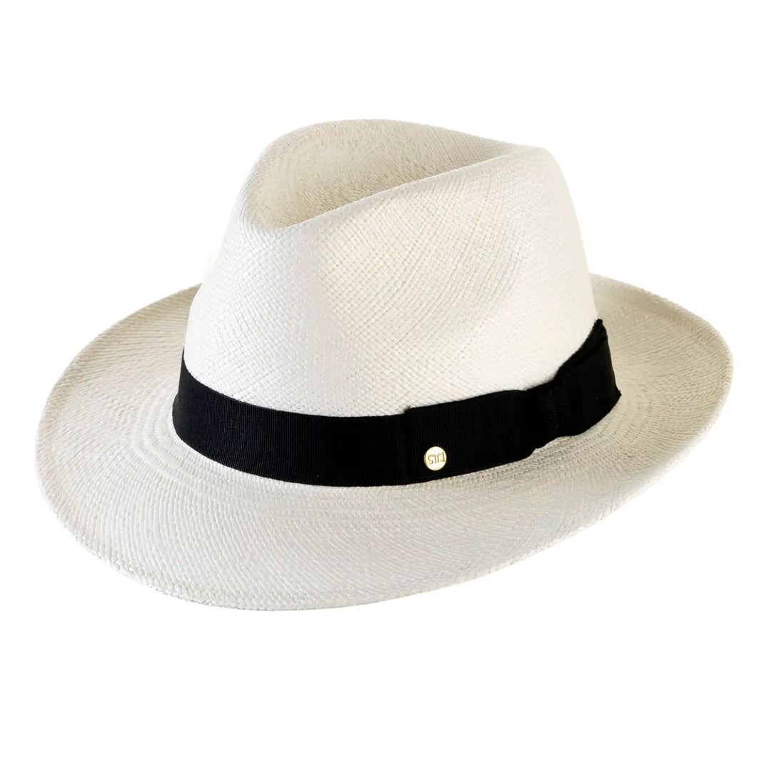 cappello di panama in stile fedora da uomo foto con vista inclinata color bianco primario nesti