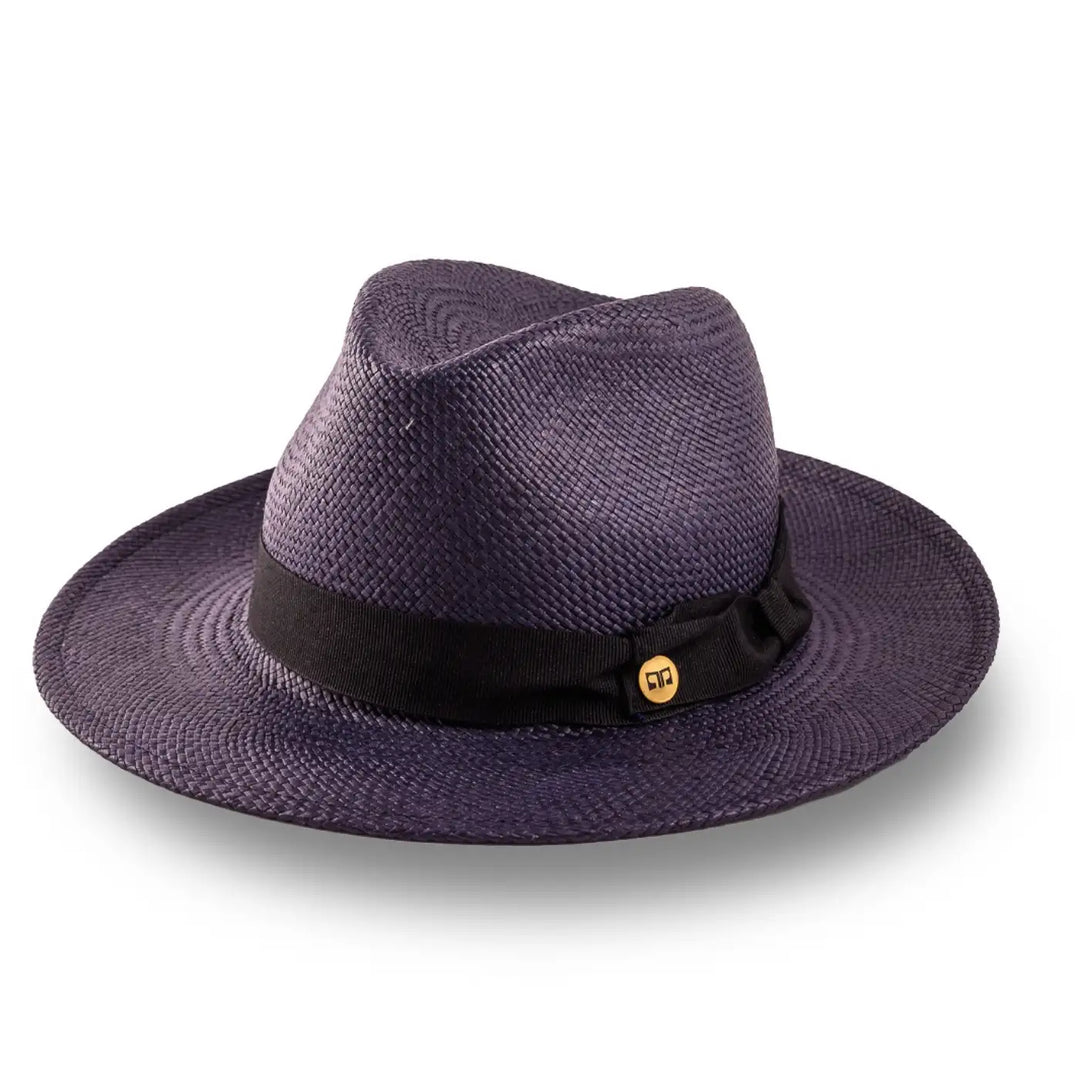 cappello di panama in stile fedora da uomo foto con vista inclinata color blu primario nesti