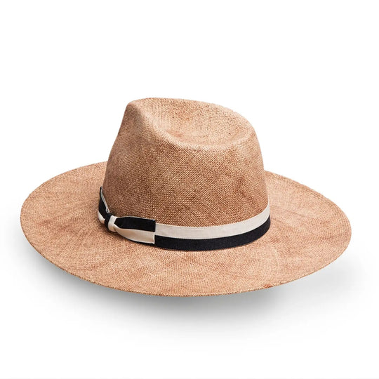 cappello fedora a tesa larga extra fine da uomo foto con vista posteriore color tabacco primario nesti