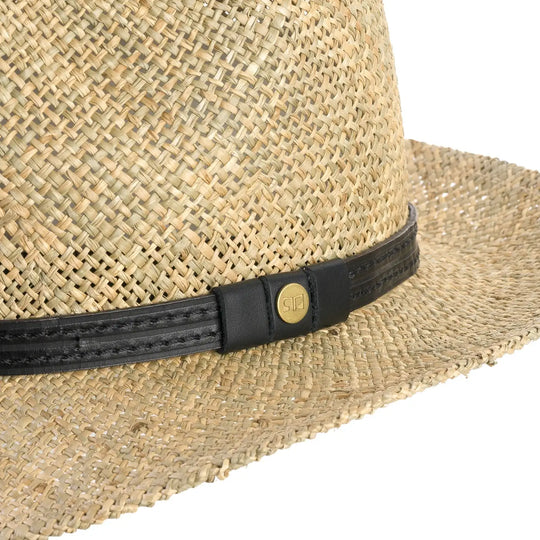 cappello fedora da sole in paglia da uomo foto con vista dettaglio ravvicinato color paglia primario nesti