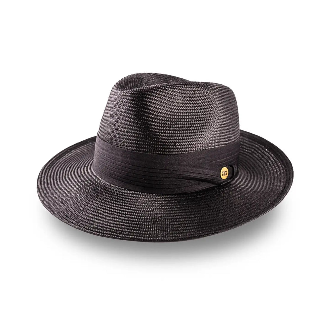 cappello fedora elegante in parasisol da uomo foto con vista inclinata color nero primario nesti
