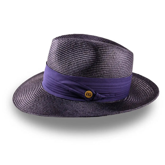 cappello fedora elegante in parasisol da uomo foto con vista laterale color blu primario nesti