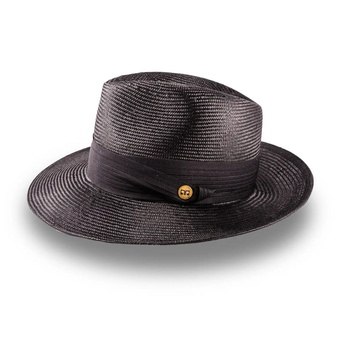 cappello fedora elegante in parasisol da uomo foto con vista laterale color nero primario nesti