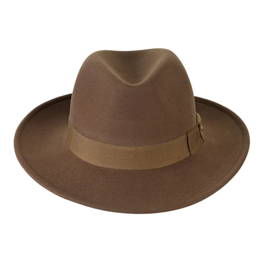 cappello fedora in feltro di cashmere antipioggia da uomo color camoscio dorato foto con vista frontale primario nesti