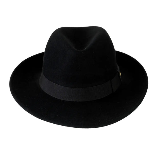 cappello fedora in feltro di cashmere antipioggia da uomo color nero inchiostro foto con vista frontale 1 primario nesti