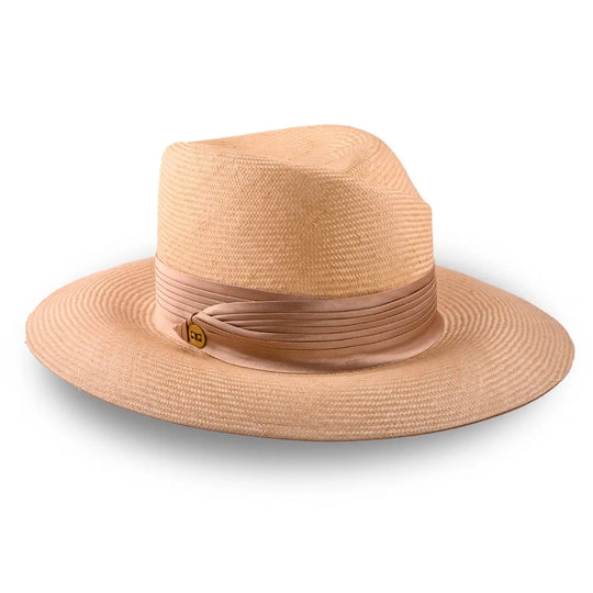 cappello tesa larga elegante in parasisol da donna foto con vista inclinata color beige primario nesti