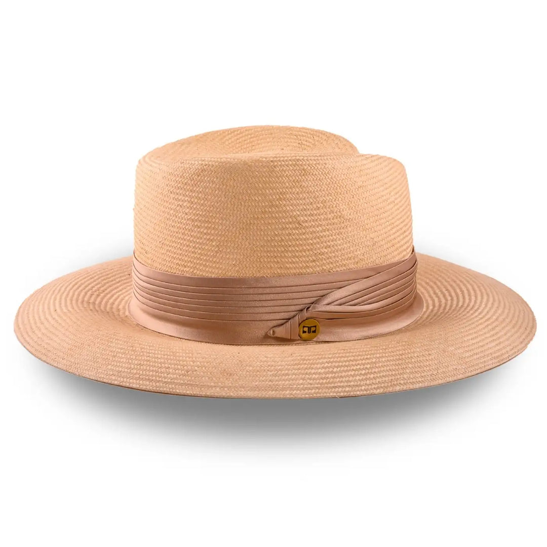 cappello tesa larga elegante in parasisol da donna foto con vista laterale color beige primario nesti