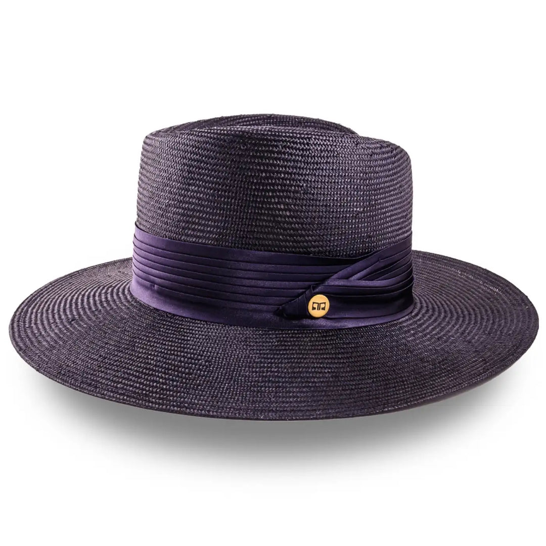 cappello tesa larga elegante in parasisol da donna foto con vista laterale color blu primario nesti