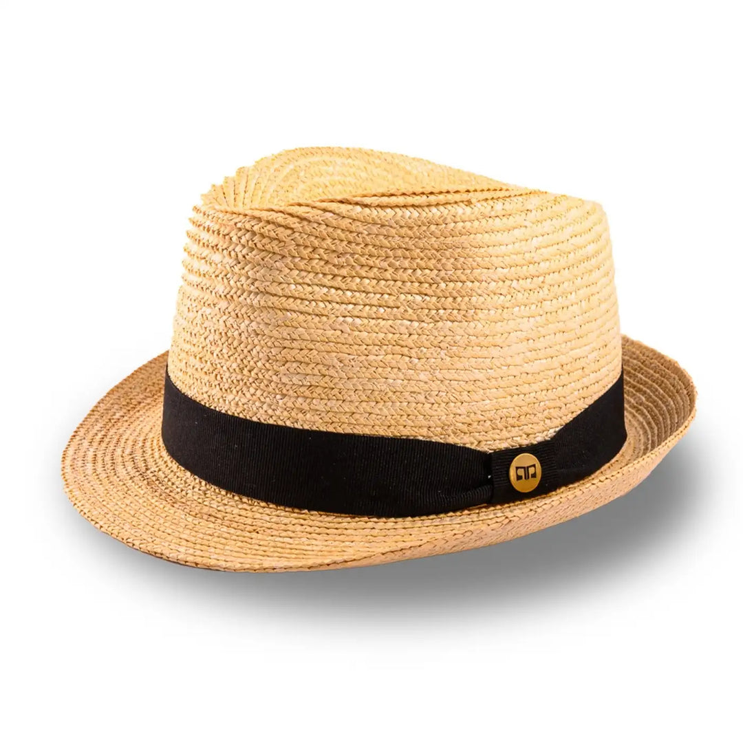 cappello trilby in paglia di firenze da uomo foto con vista inclinata color treccia chiara primario nesti