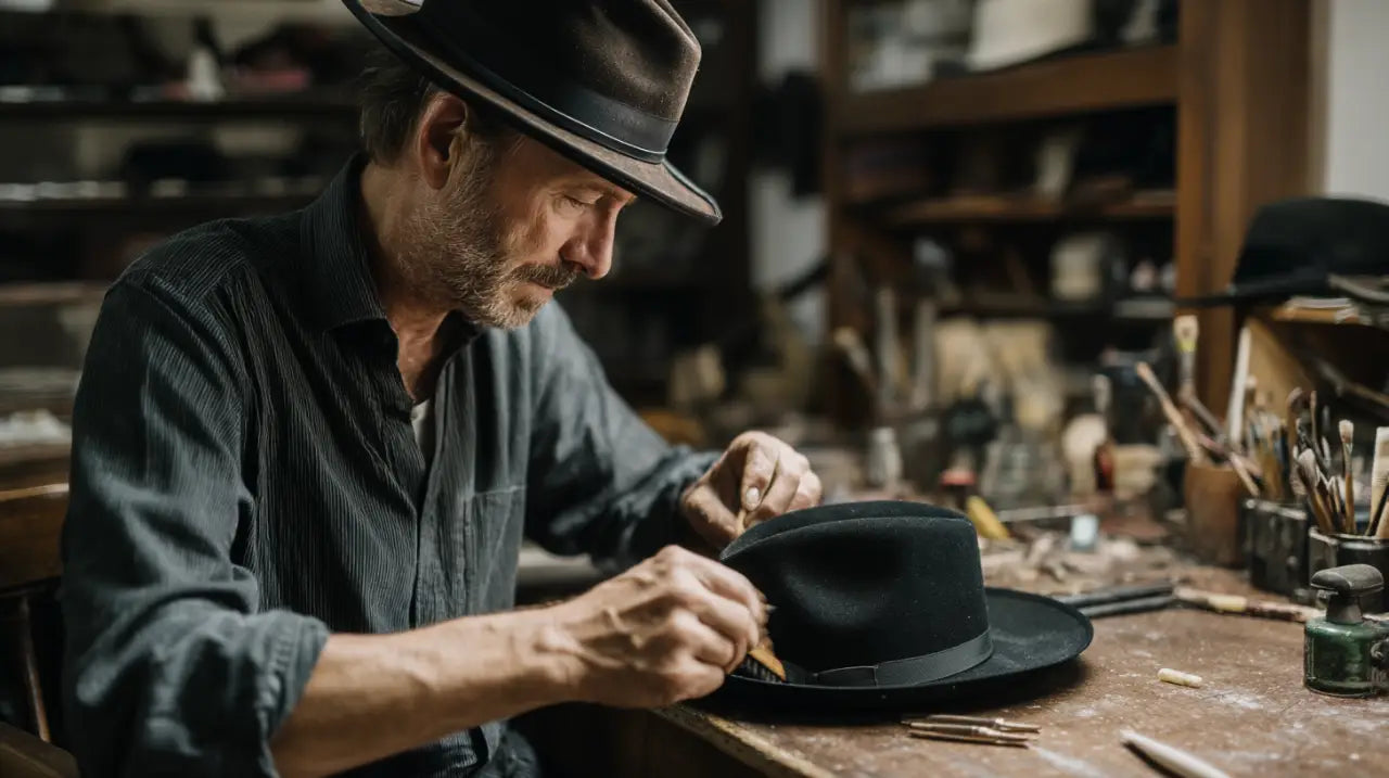 Manutenzione cappello feltro spazzola artigiano italiano