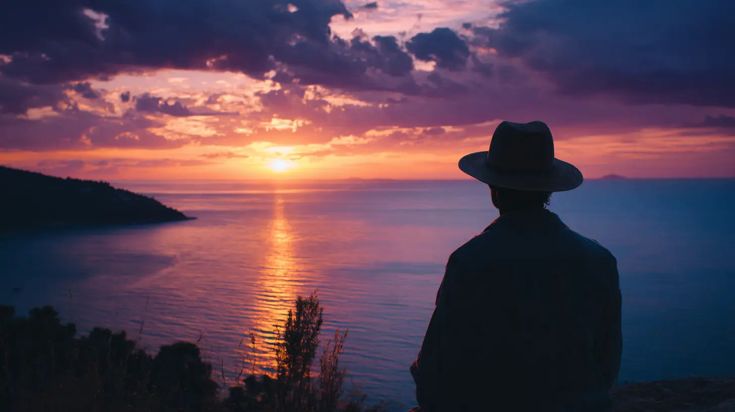 Tramonto estivo viaggiatore panama eleganza italiana vacanza perfetta