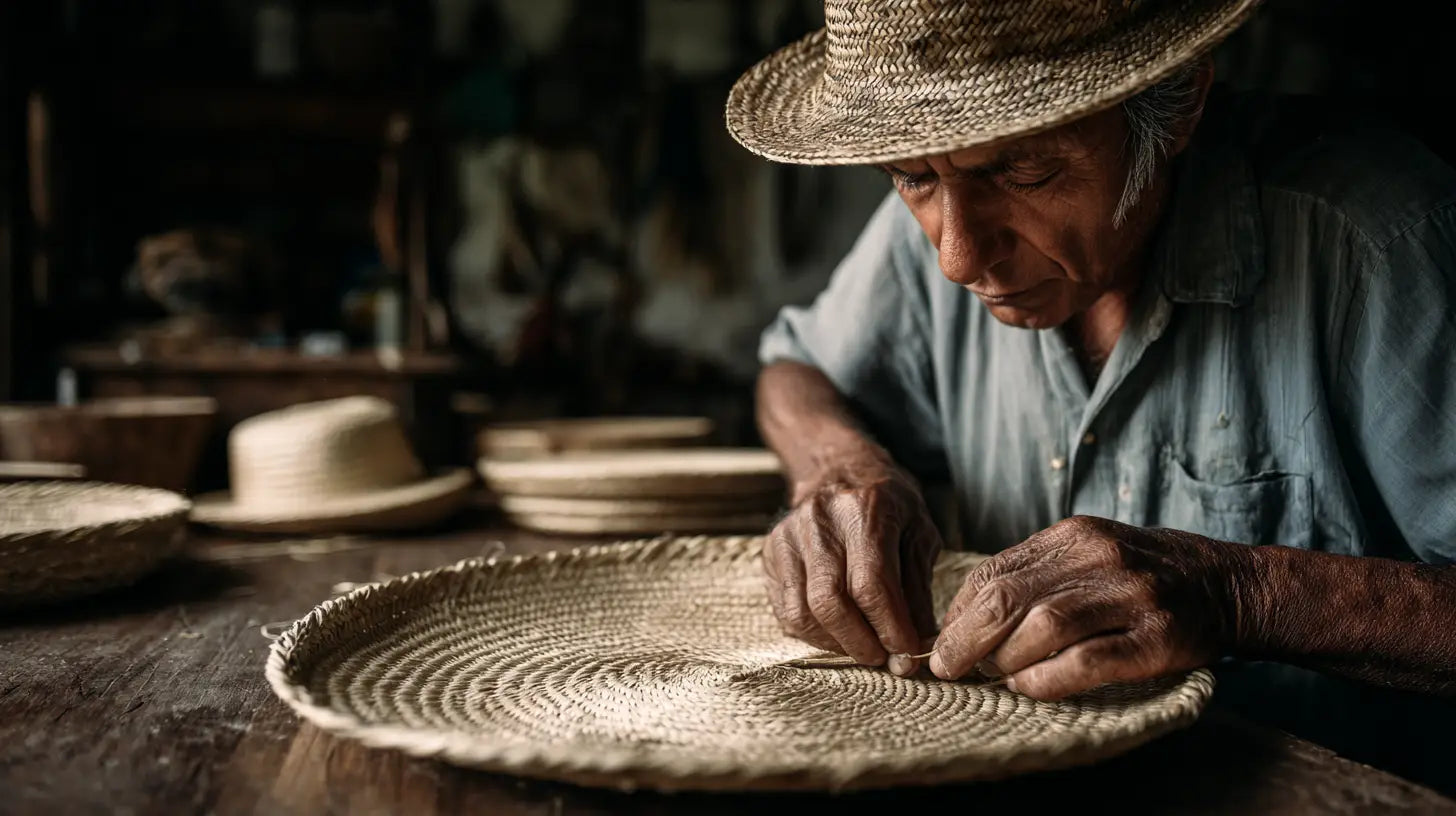 Artigiano ecuador intreccio panama tradizionale paja toquilla