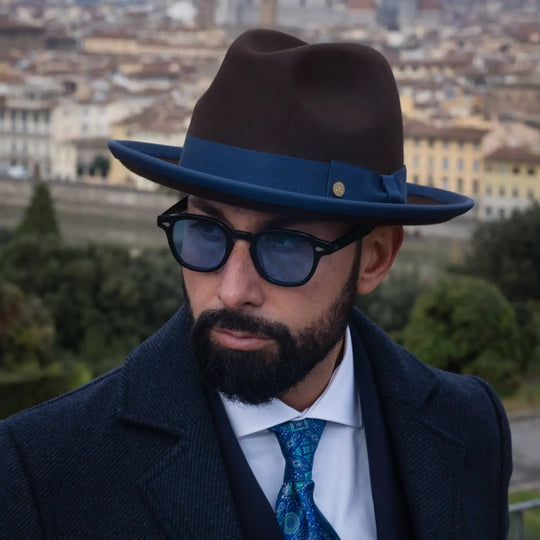 Cappello Trilby a Tesa Media in Feltro Raso di Lapin con Fodera