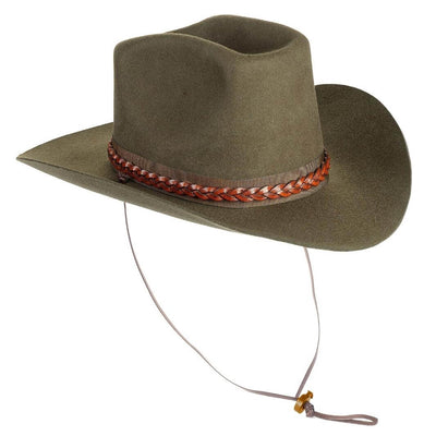 Cappello Cowboy Classico color Verde Oliva, in feltro antipioggia da uomo, foto con orientamento laterale - Primario Nesti