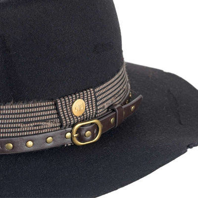 Cappello Country Deluxe color Nero, in feltro antipioggia da uomo, foto con vista dettaglio ravvicinato - Primario Nesti
